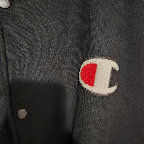 Champion Reverse Weave Snap Button Varsity Bomber Jacket. Mens Size 3XL. Black R - Picture 2 of 6